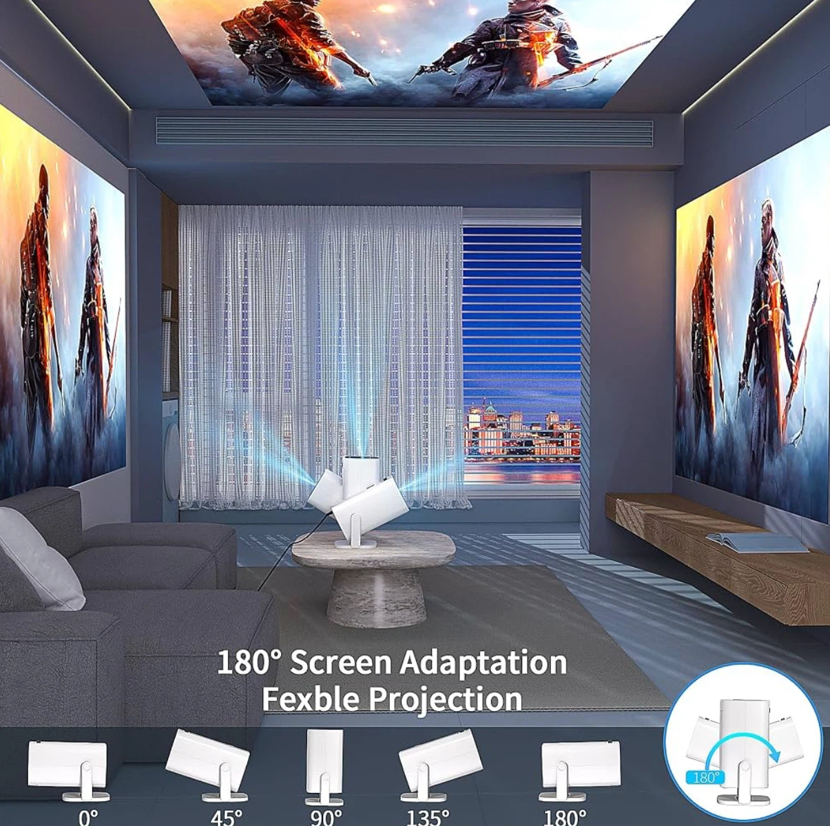 White Portable MINI Projector 4K with Remote - photo 5