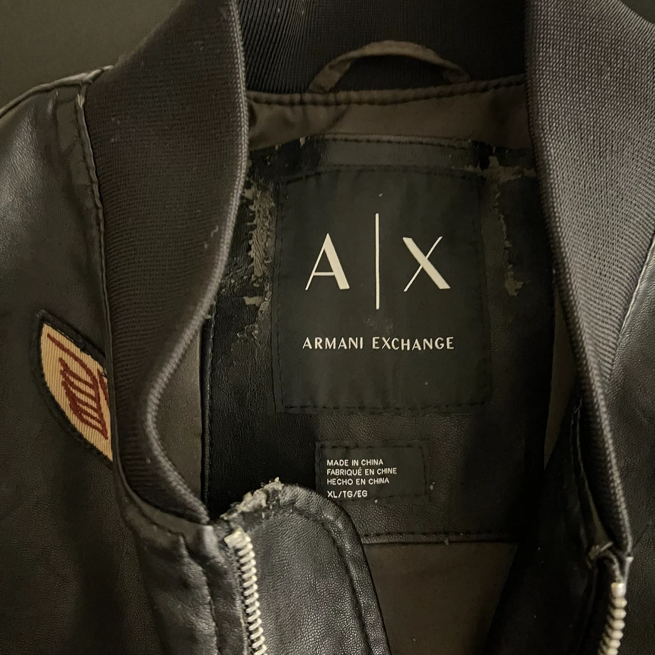 Armani Exchange Black Faux Leather Bomber Jacket XL - photo 2