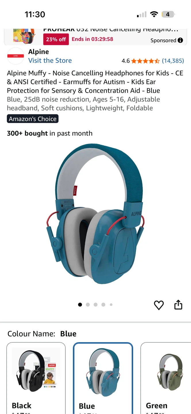Alpine Muffy Noise Cancelling Headphones for Kids