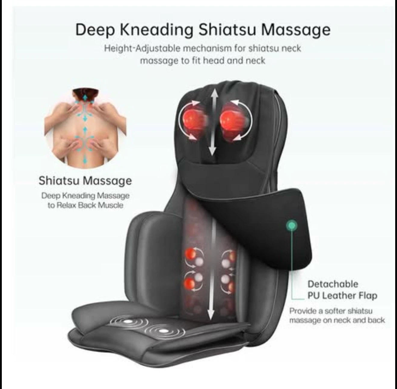 Deep Kneading Shiatsu Massage Seat Cover