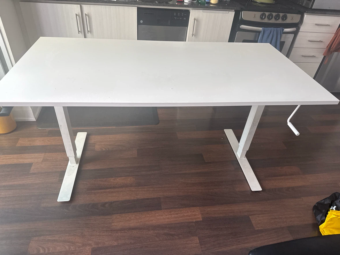 Ikea White Standing Desk with Crank
