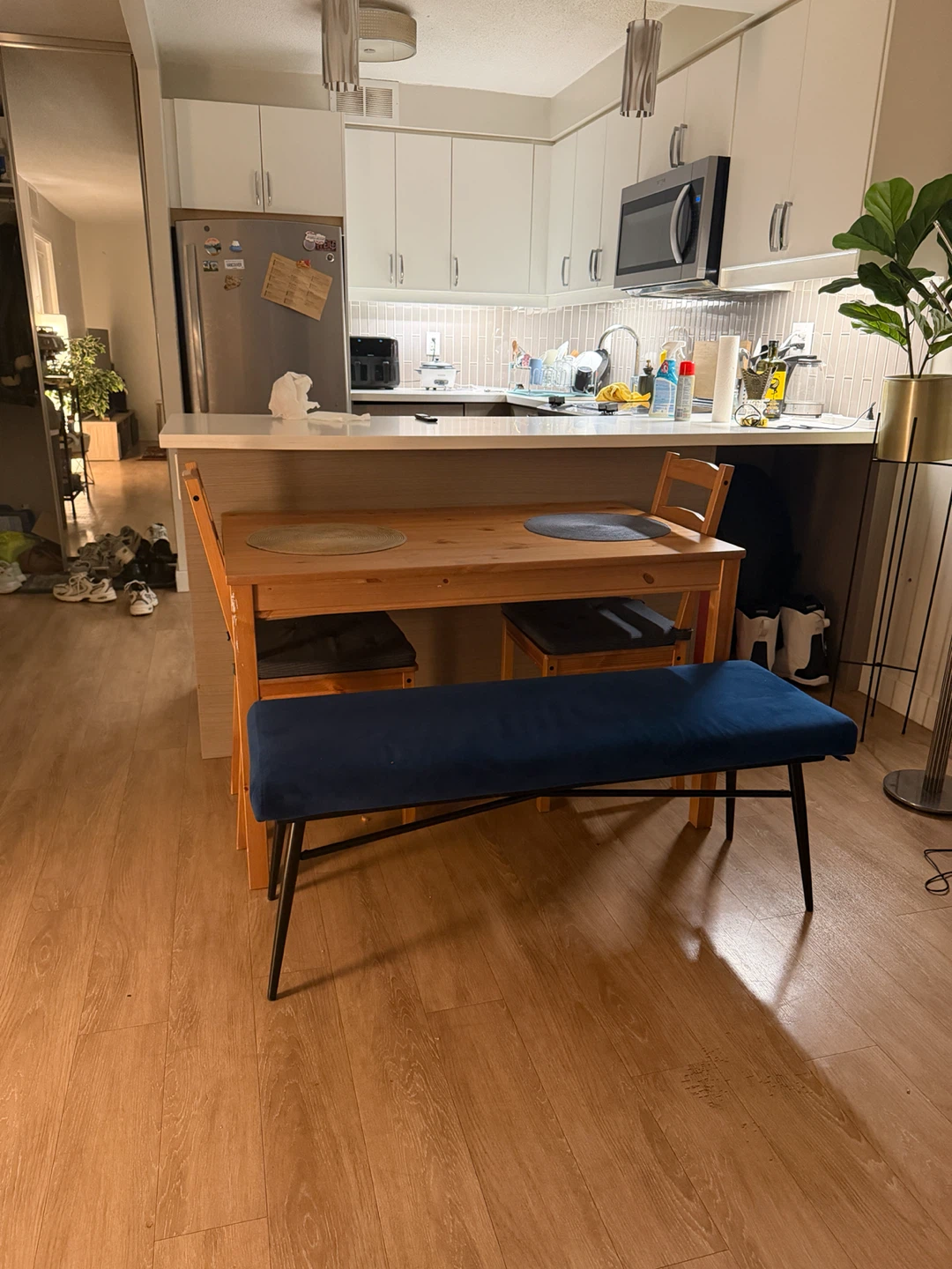 Wooden Dining Table with Bench - photo 2