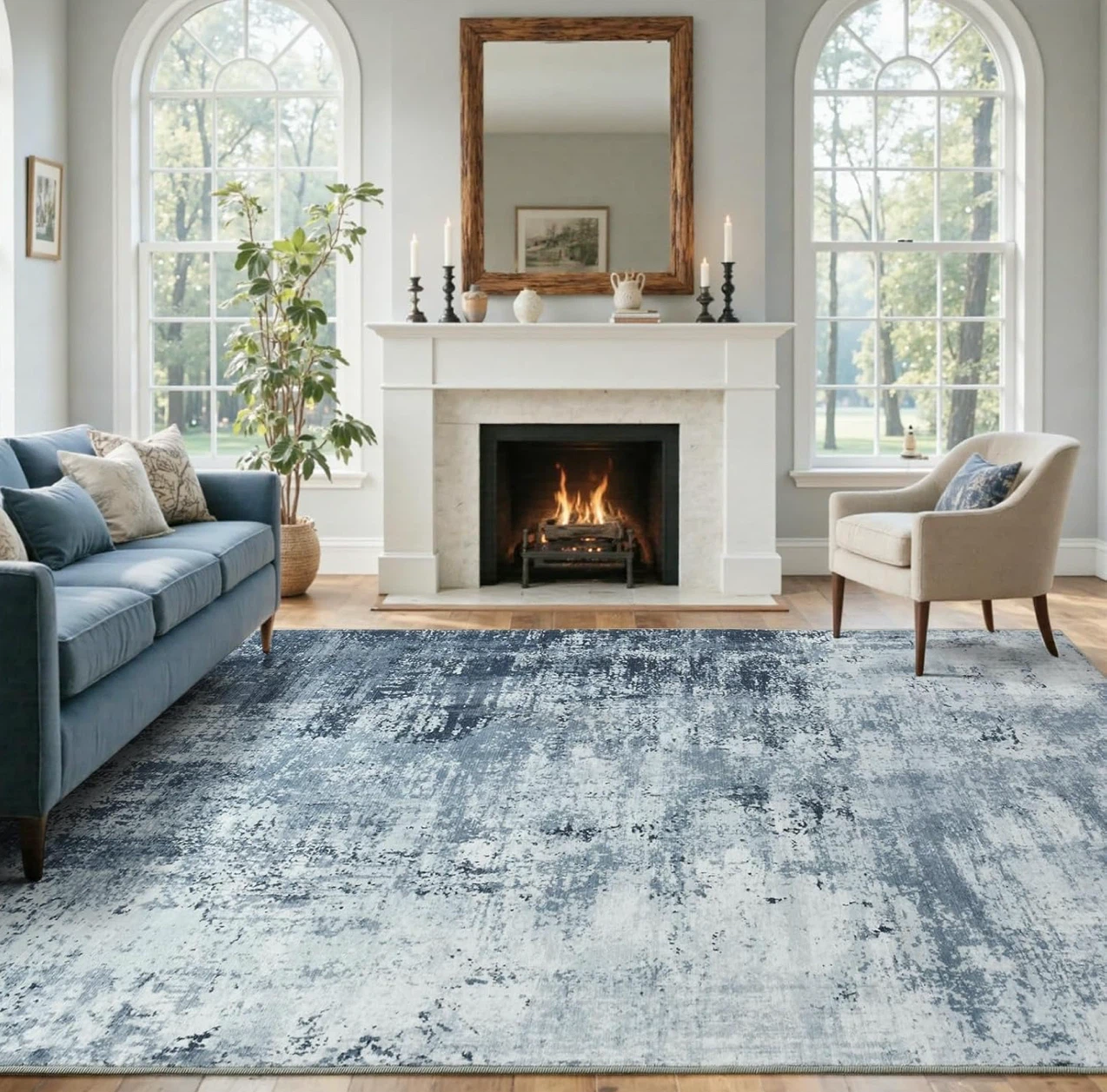 Abstract Area Rug - Easy to Clean & Machine Washable