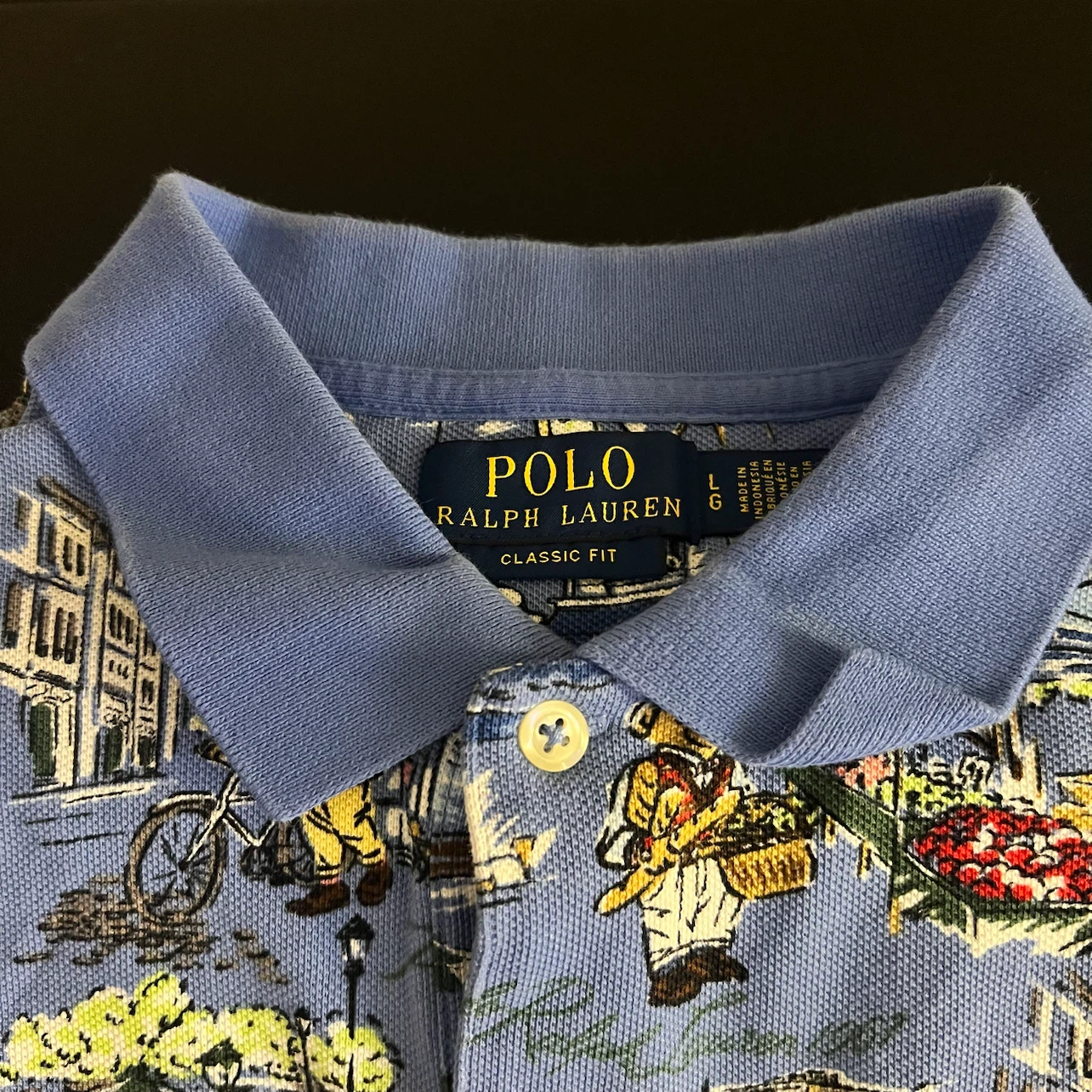 Polo Paris Vacation" Button-Down Shirt Size L