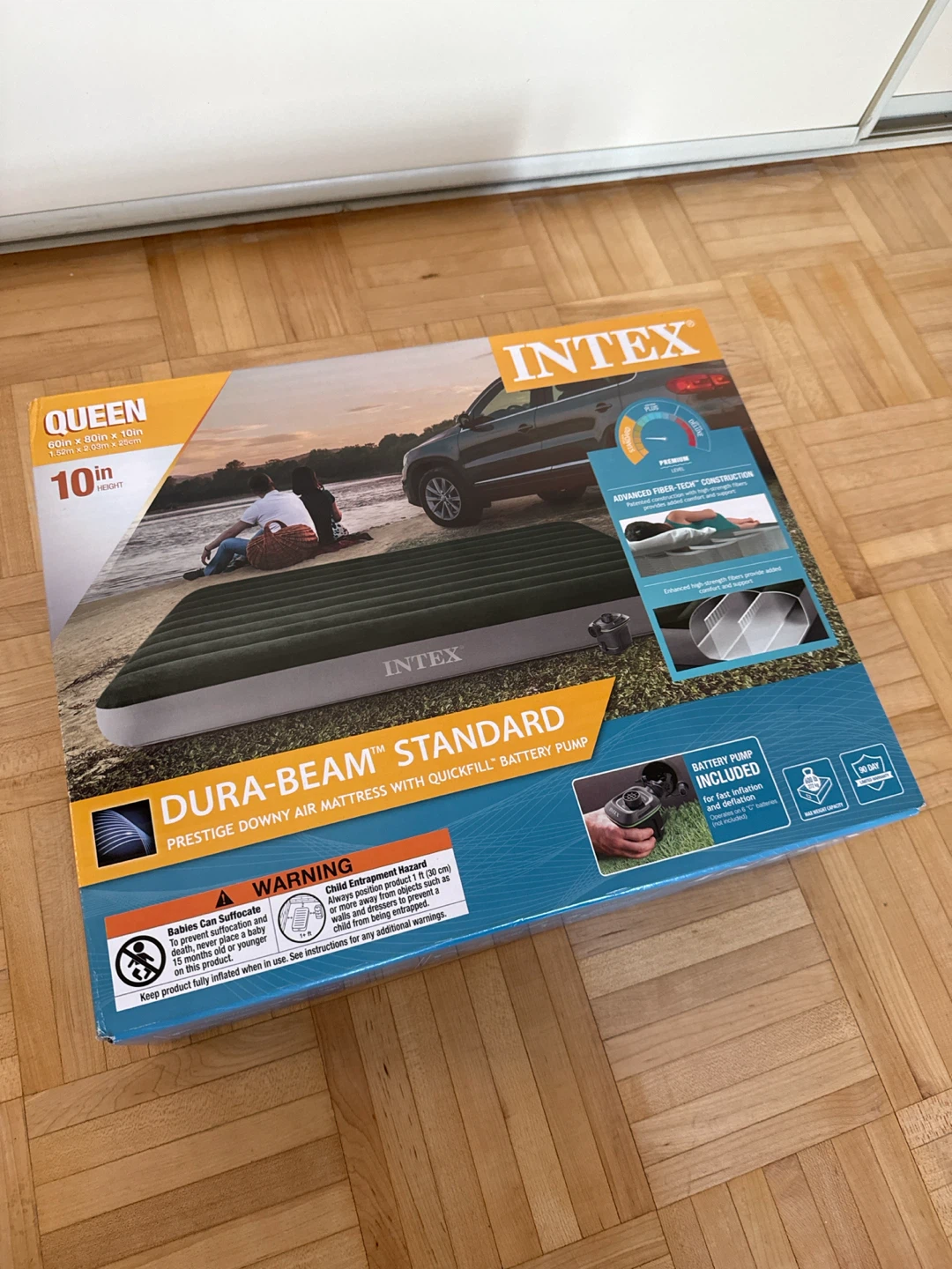 Intex Queen Dura-Beam Air Mattress with Built-in Pump