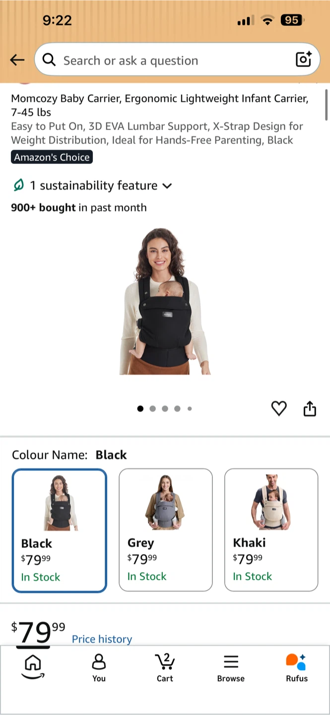 Momcozy 3-in-1 Baby Carrier - Black