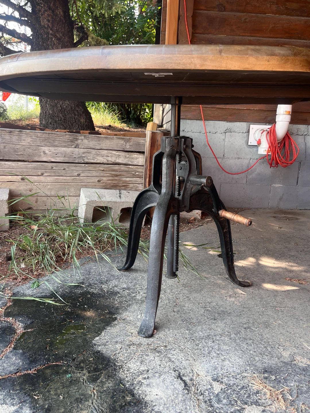 Four Hands Round Wood Table with Adjustable Cast Iron Base - photo 2