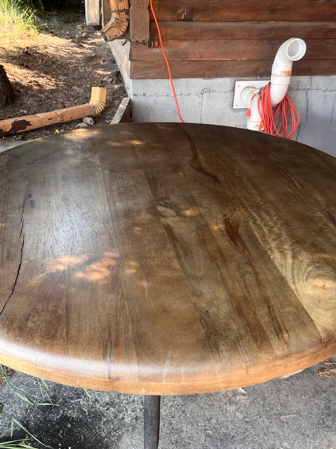 Four Hands Round Wood Table with Adjustable Cast Iron Base - photo 3