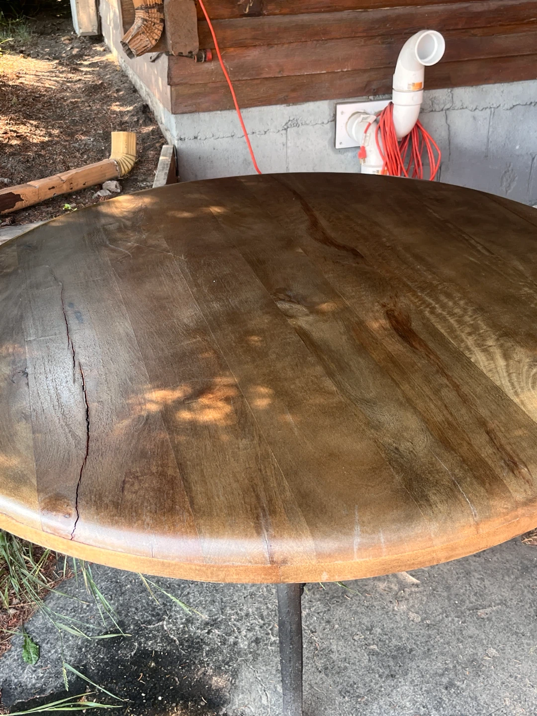 Four Hands Round Wood Table with Adjustable Cast Iron Base - photo 5