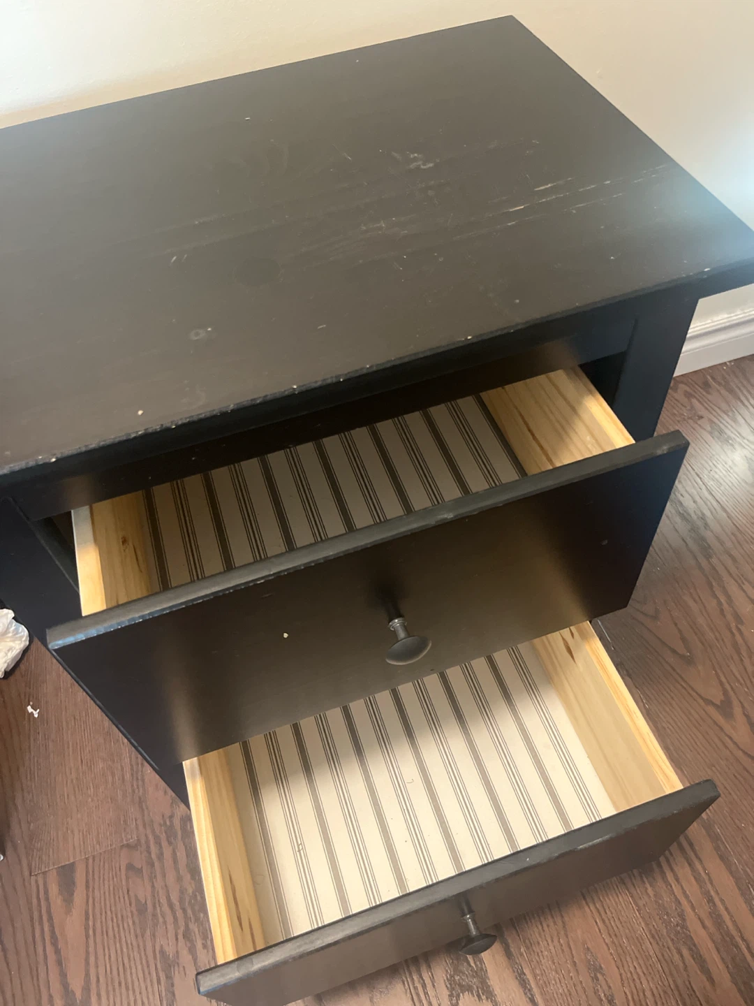 Black 2-Drawer Nightstand
