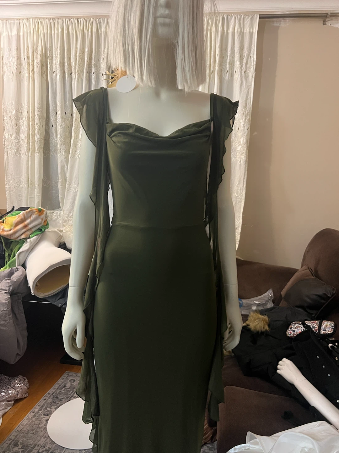 Olive Green Chiffon Maxi Dress - photo 3
