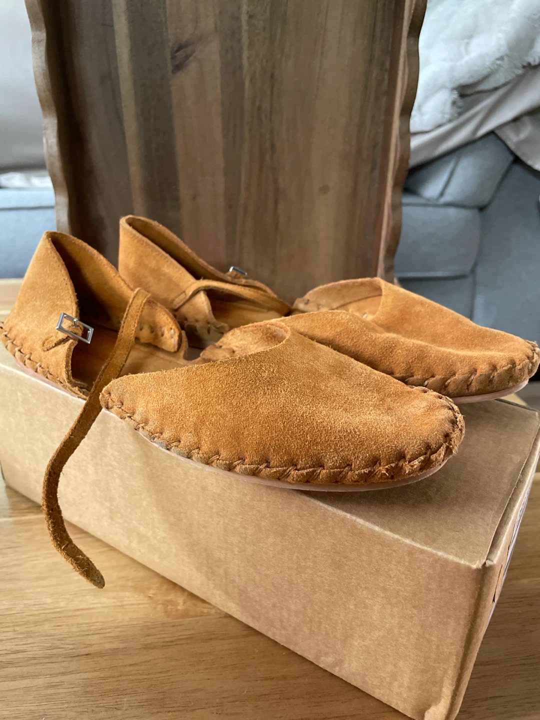 Tan Suede Mary Jane Flats