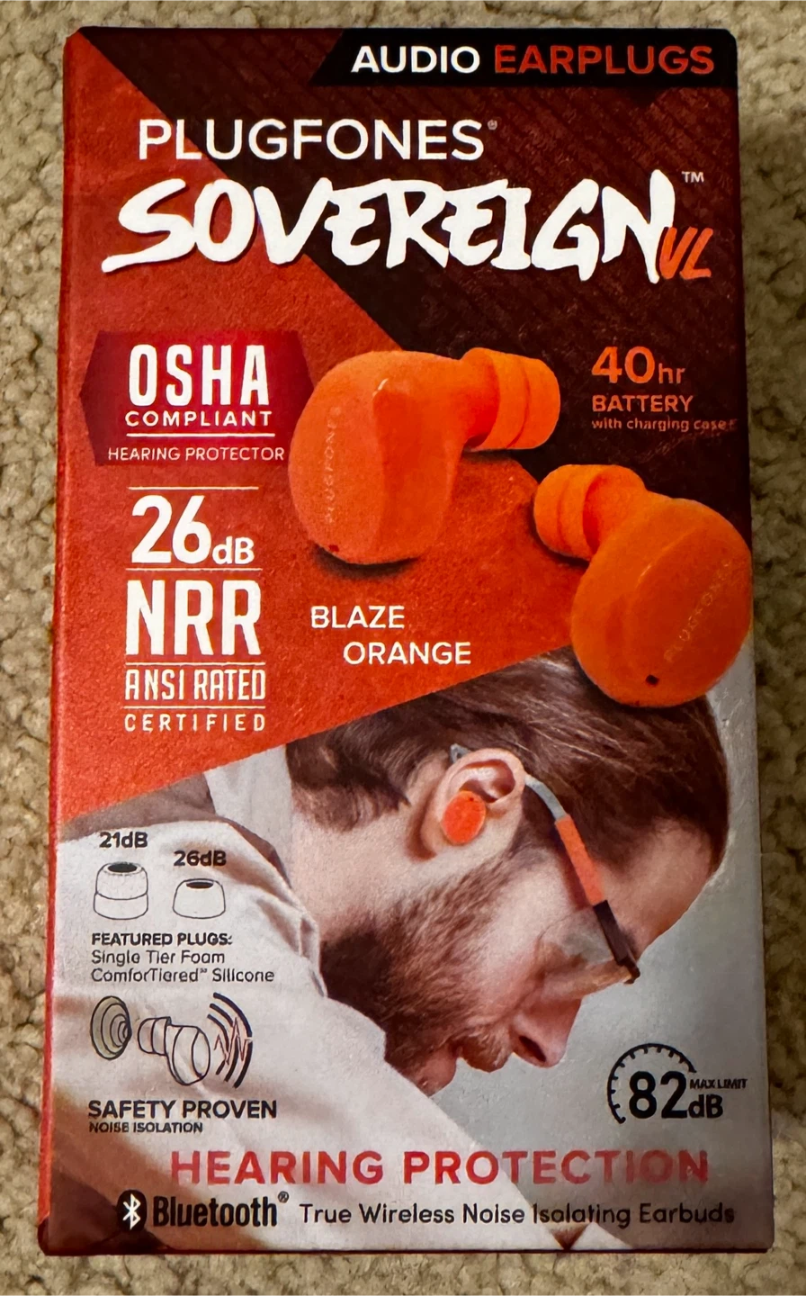 Plugfones Sovereign UL Blaze Orange Bluetooth Earplugs