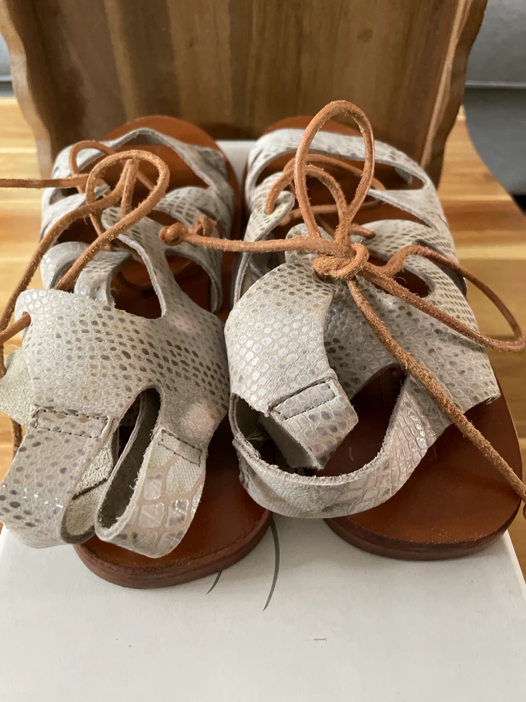 White Snake Print Gladiator Sandals - photo 3