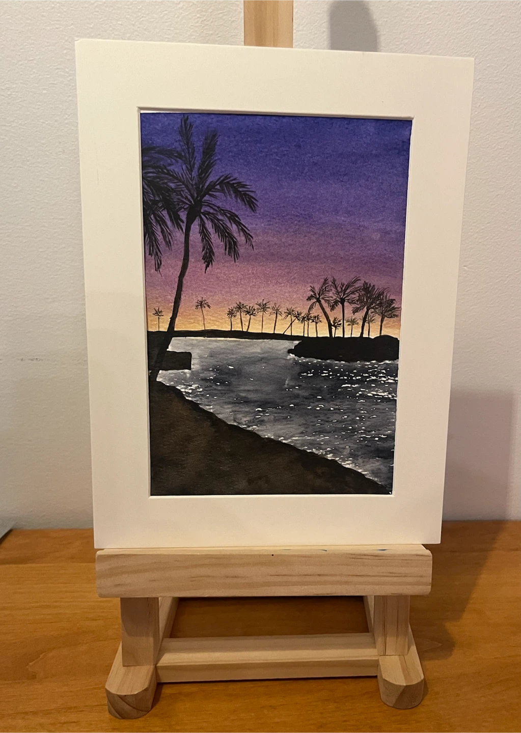 Original 5x7 Watercolour Painting a of Tropical Sunset