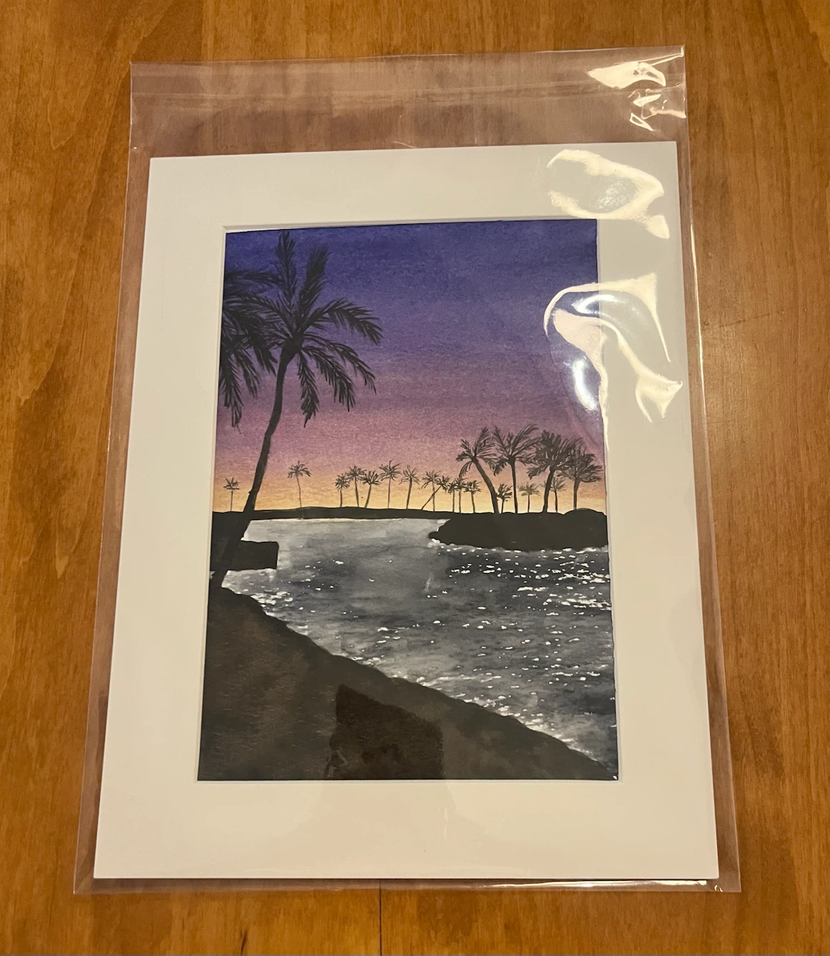Original 5x7 Watercolour Painting a of Tropical Sunset - photo 2