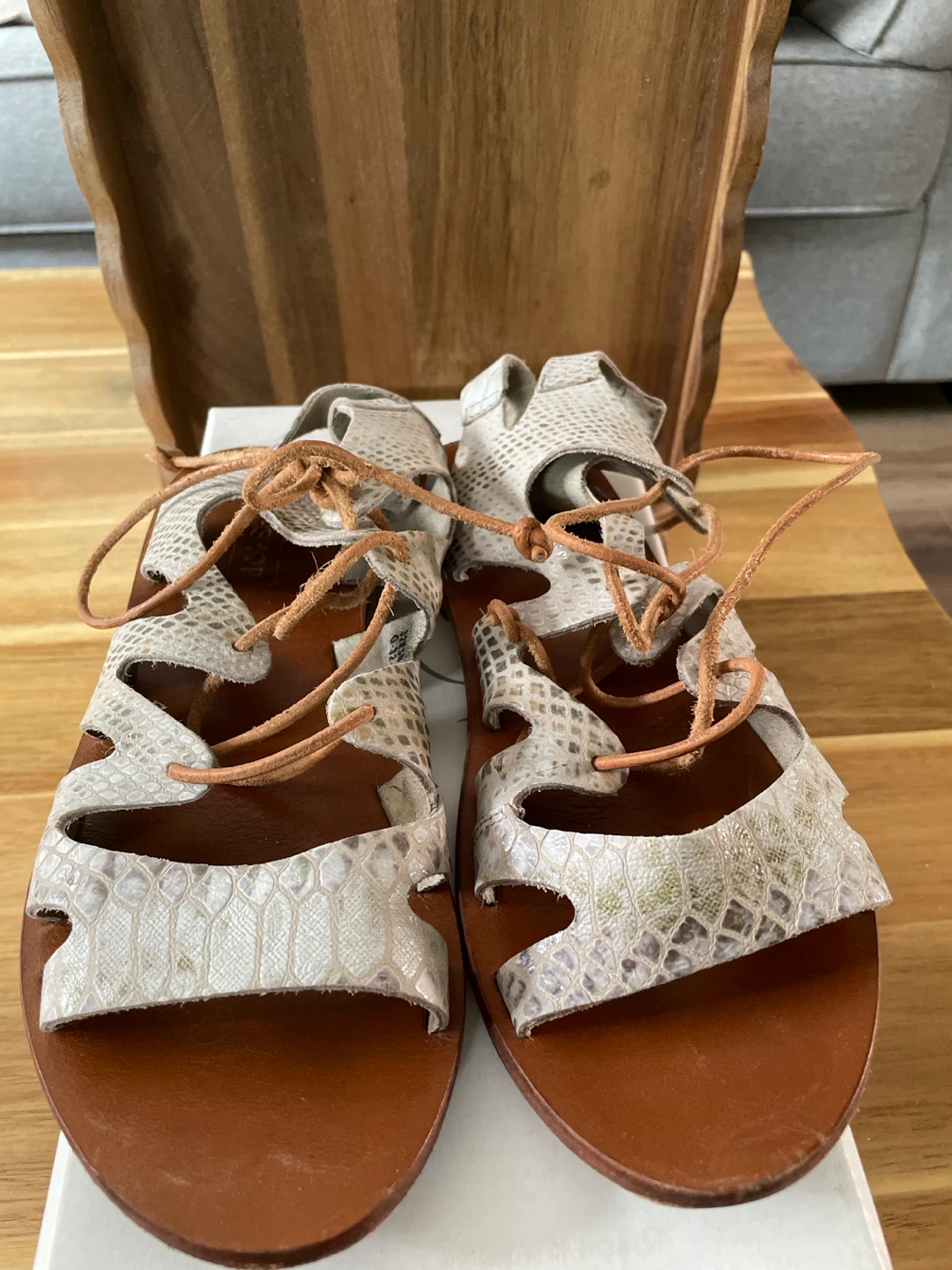 White Snake Print Gladiator Sandals - photo 4