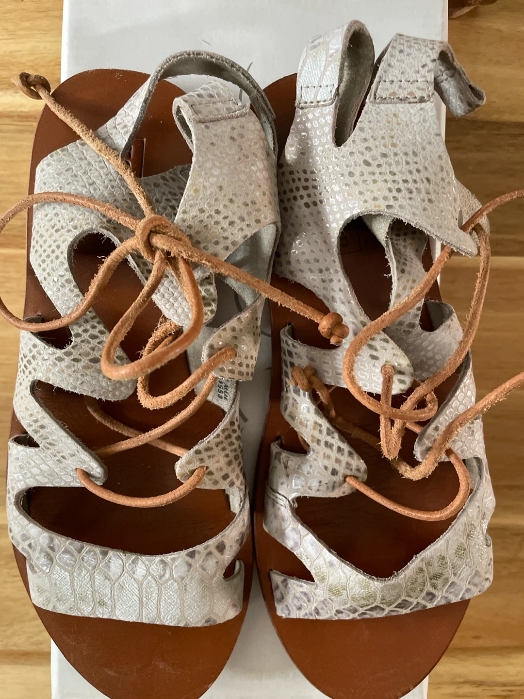 White Snake Print Gladiator Sandals - photo 5