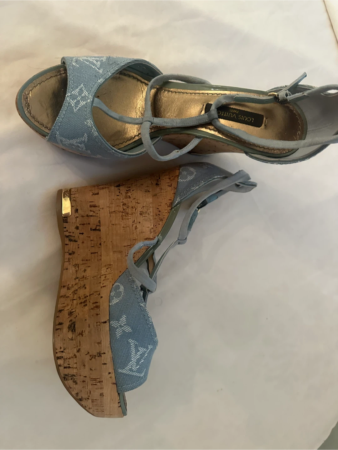 Louis Vuitton Denim Wedge Sandals