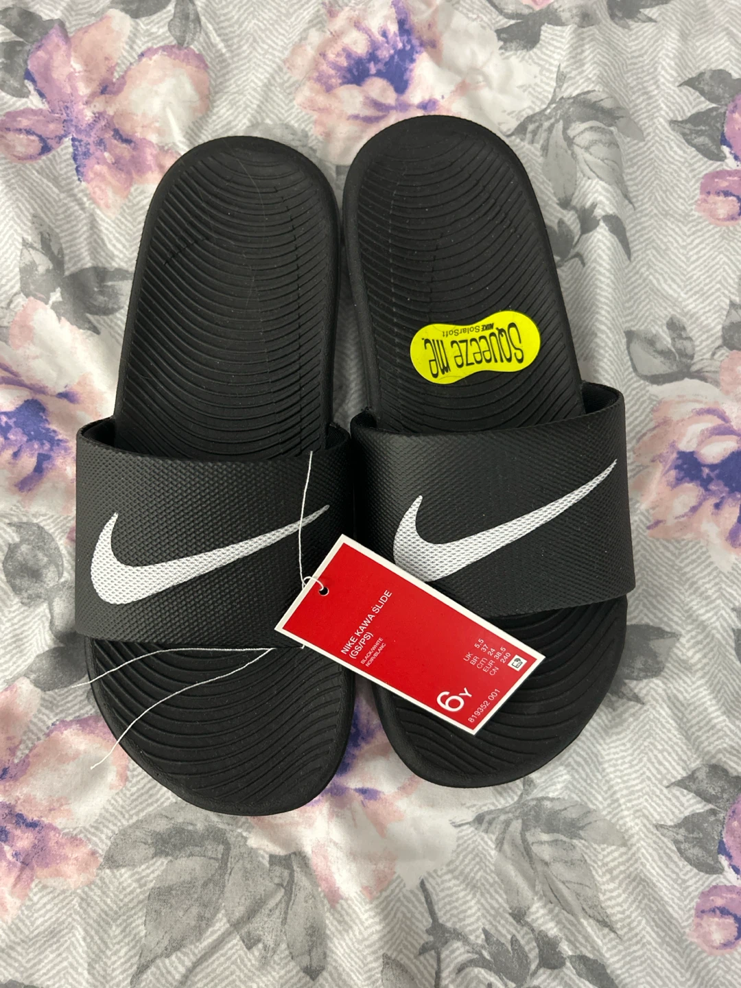 Nike Kawa Slide Black White Youth Size 6Y
