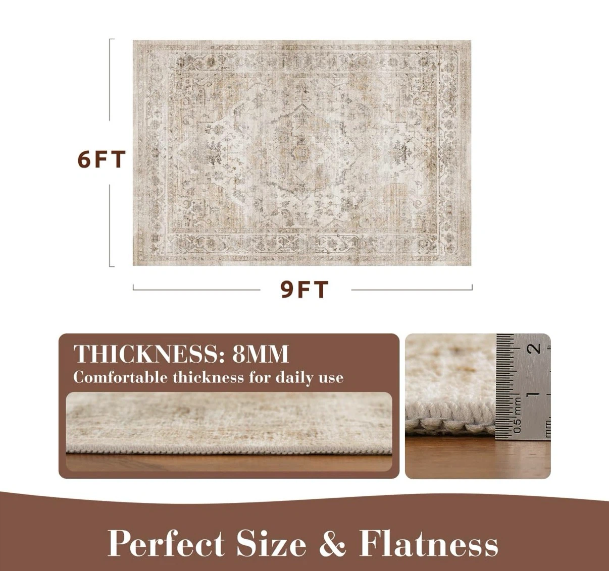 9x6ft Area Rug - Machine Washable - photo 2