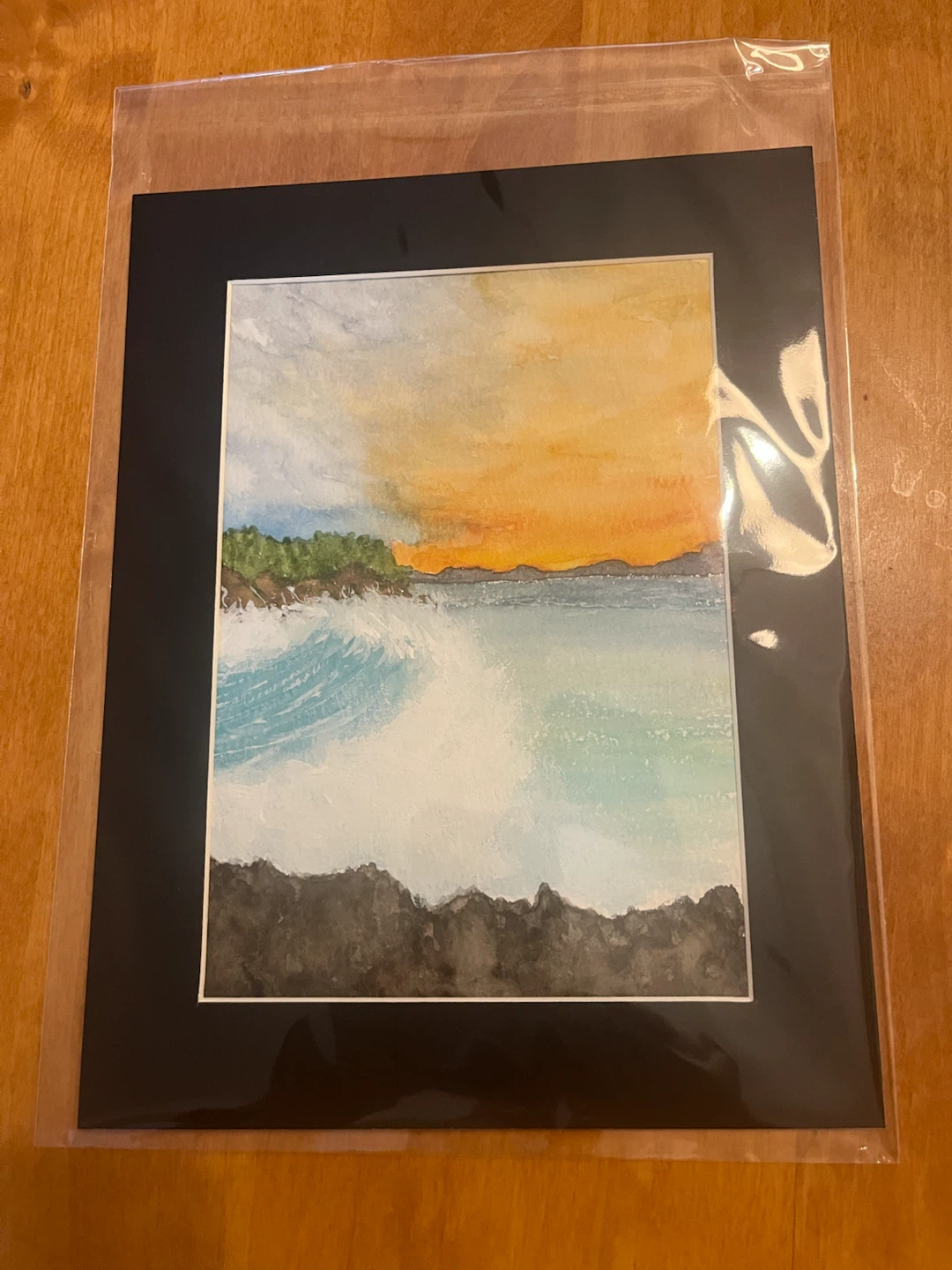Original 5x7 Watercolour Painting -  Sunset Scene - photo 2