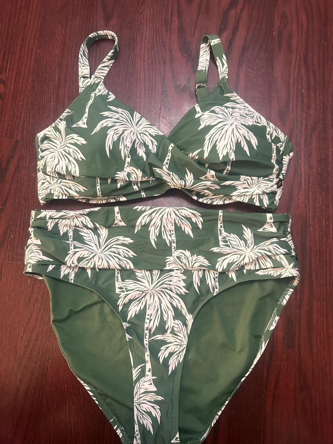 La Vie en Rose Aqua Bikini Set - Green Palm Print