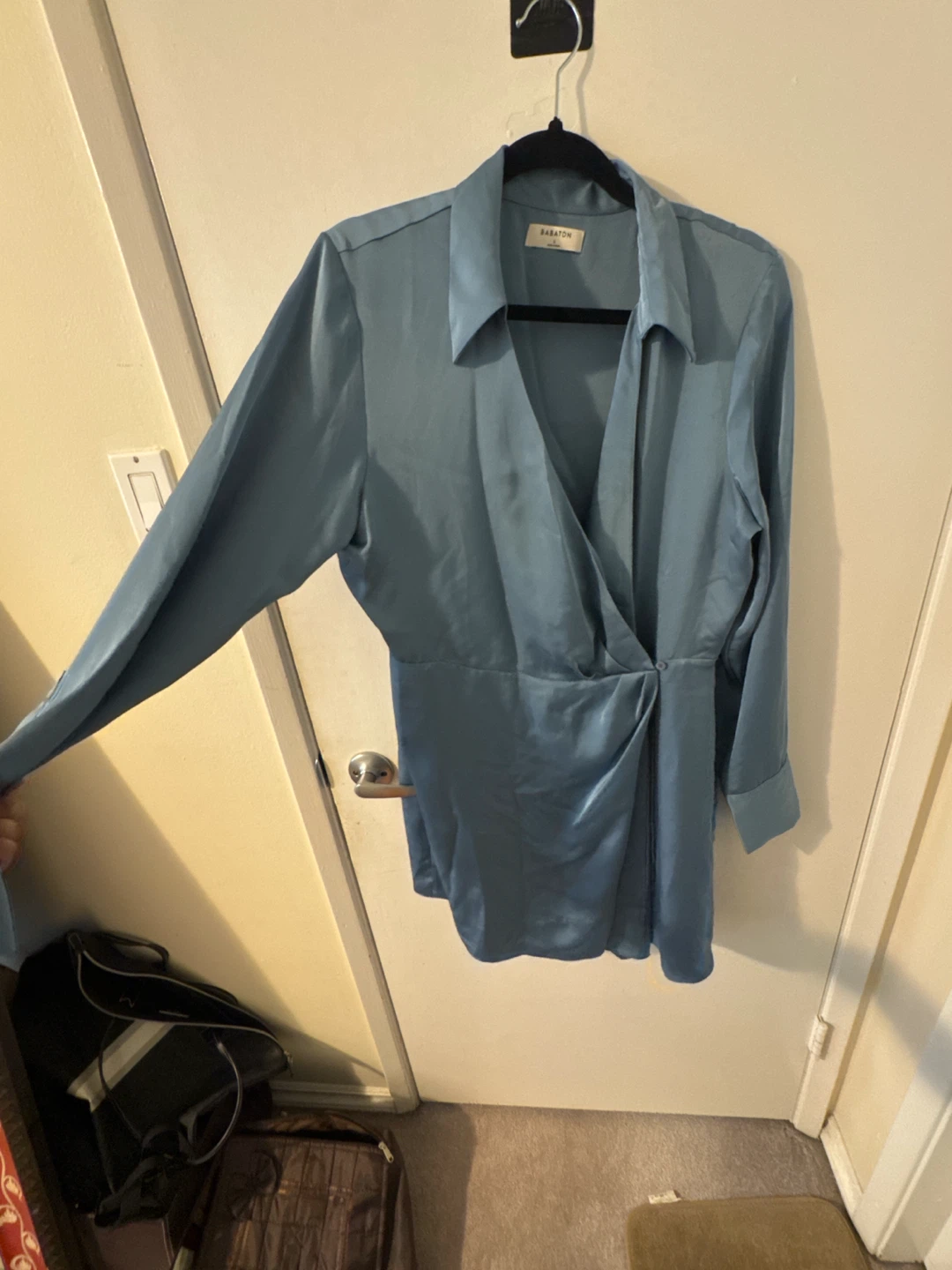 BABATON Blue Satin Wrap Dress - photo 2