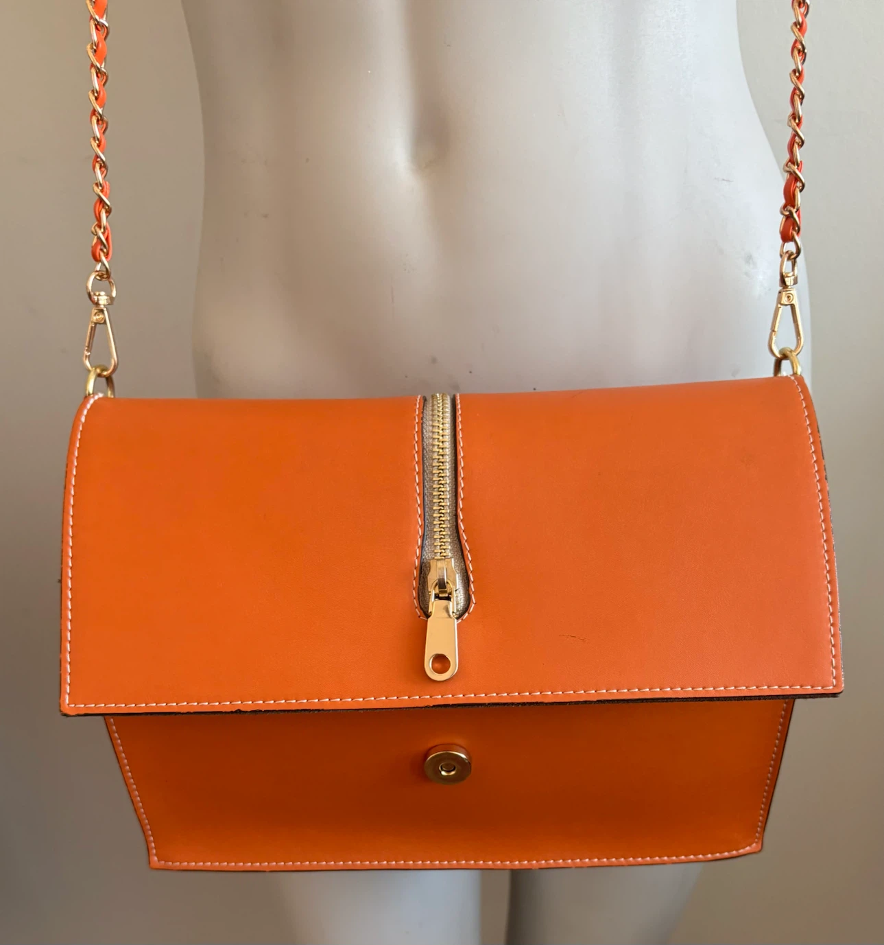 Vittoria Napoli Orange Genuine Leather Clutch Purse