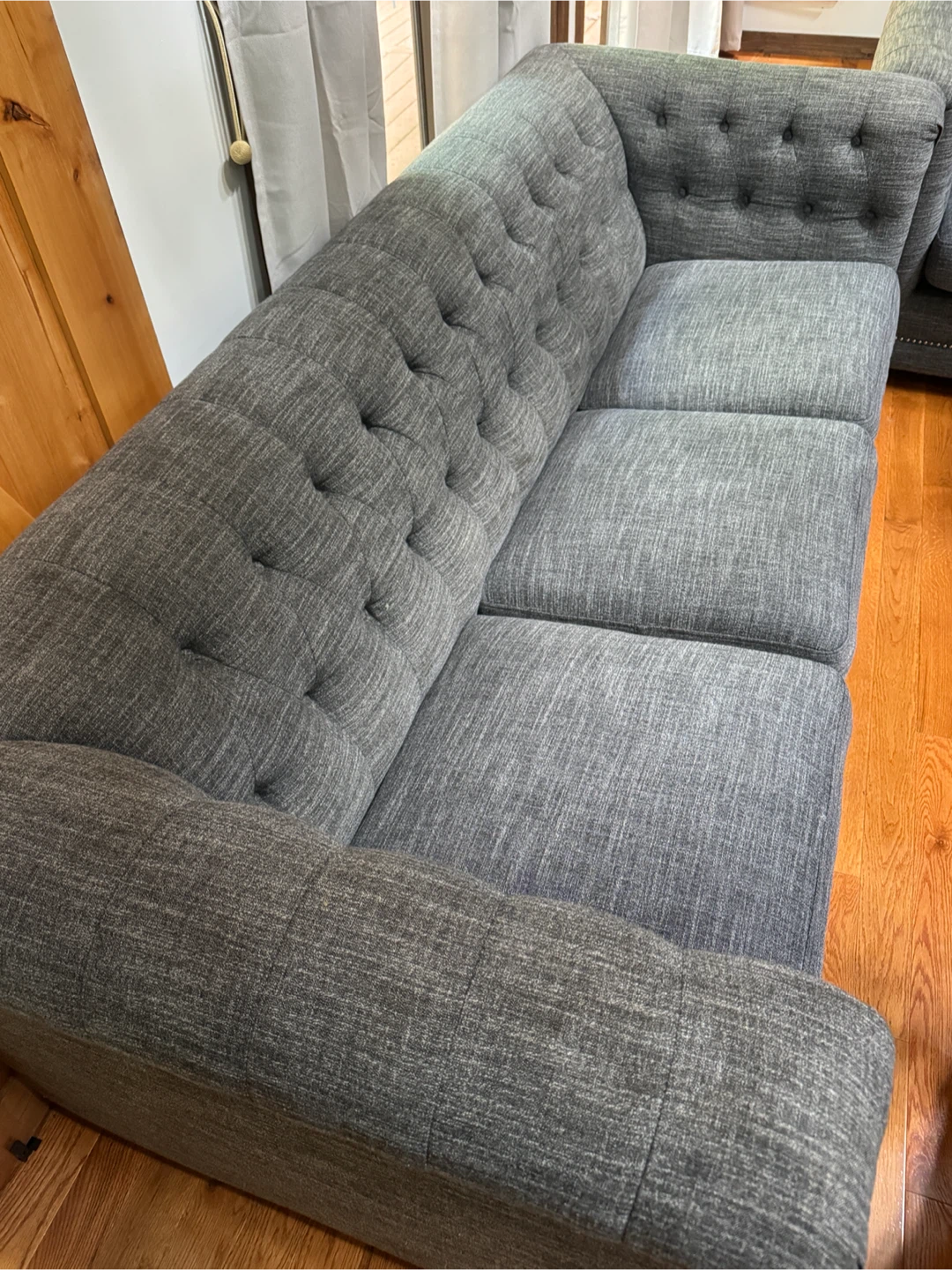 Dark Gray Tufted Sofa $260 each $450 for both! - photo 5