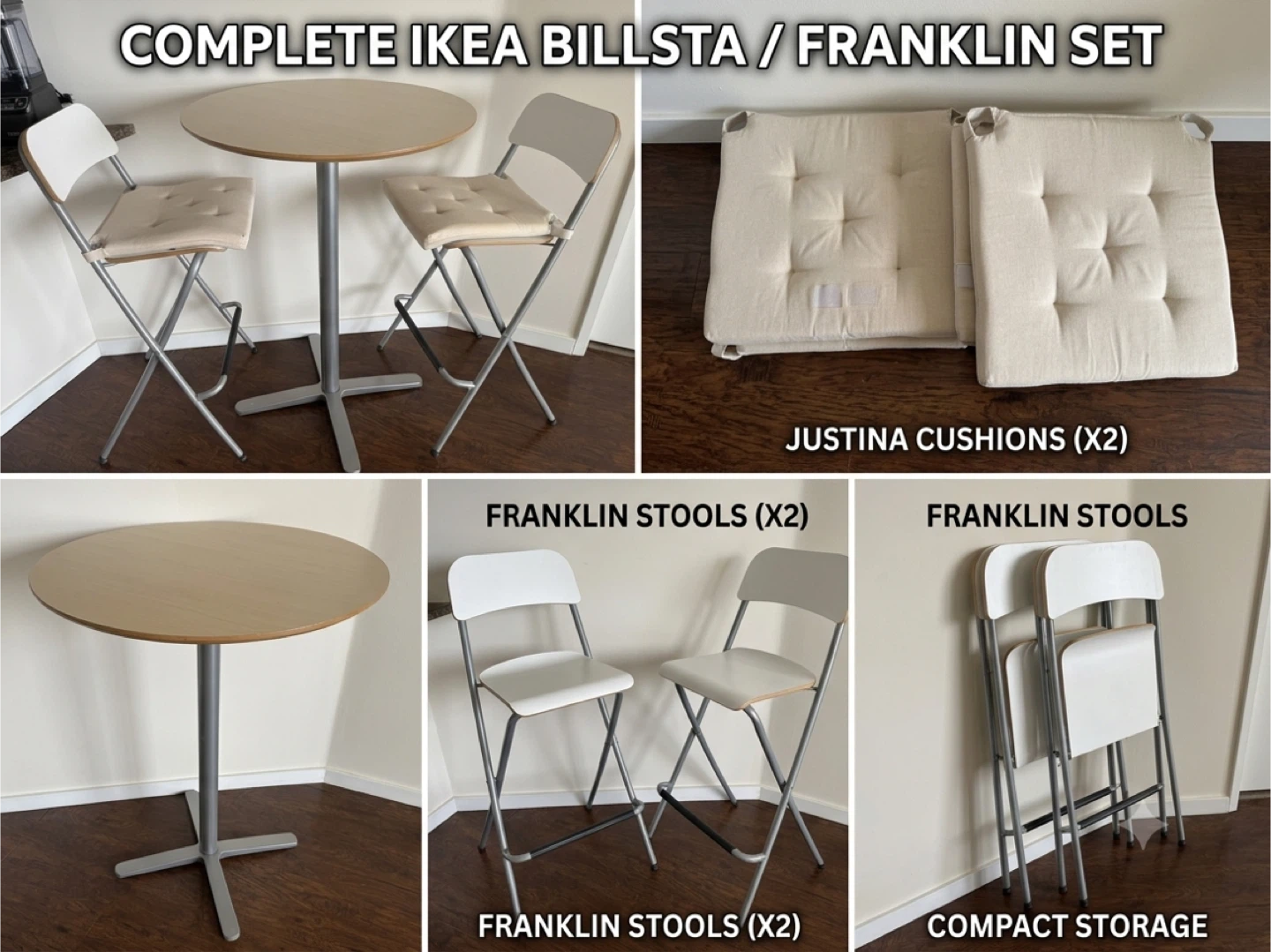 IKEA 5-Piece Bar Table & Stool Set with Cushions