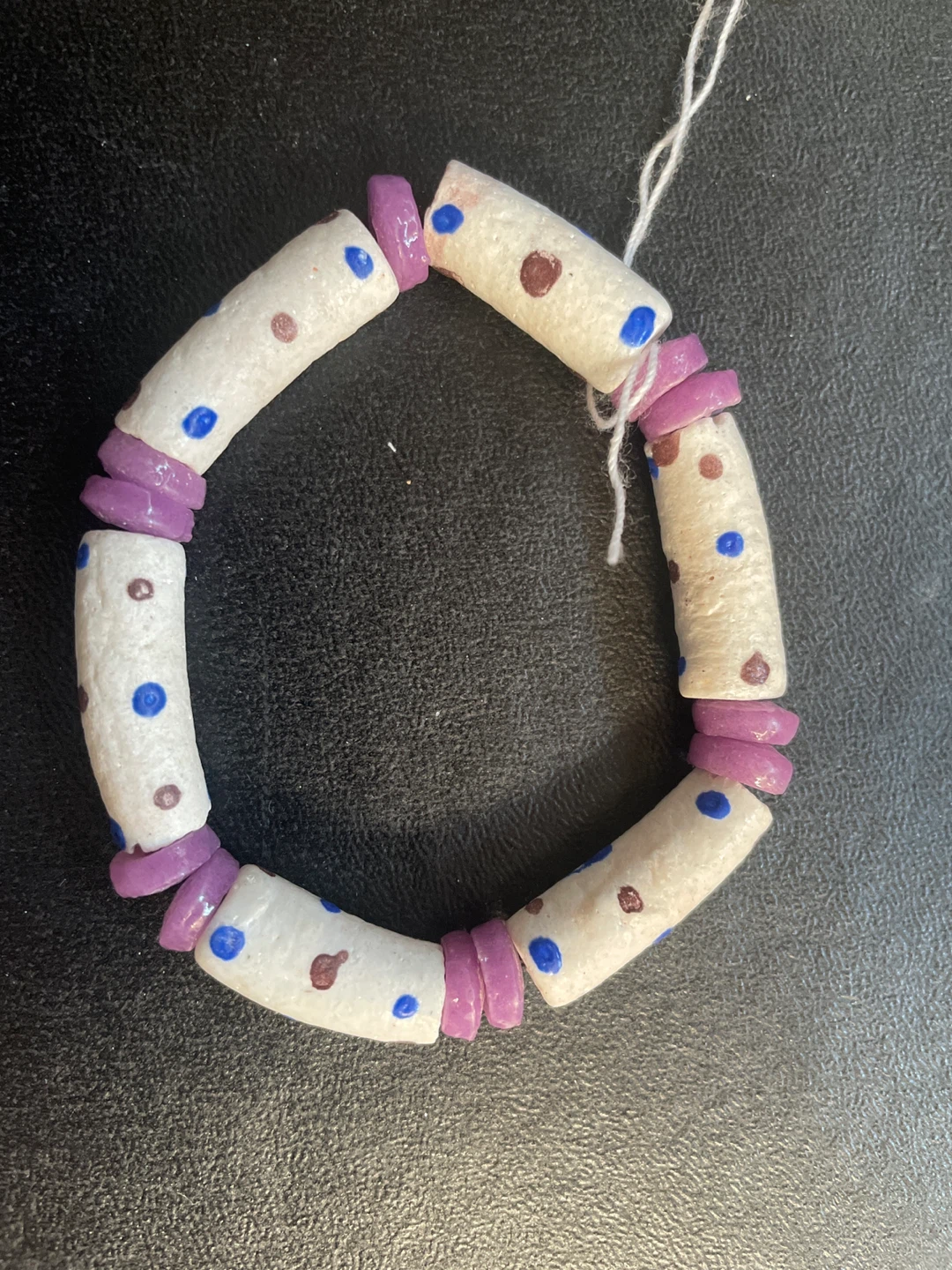 White Beaded Bracelet with Purple Accents - photo 2
