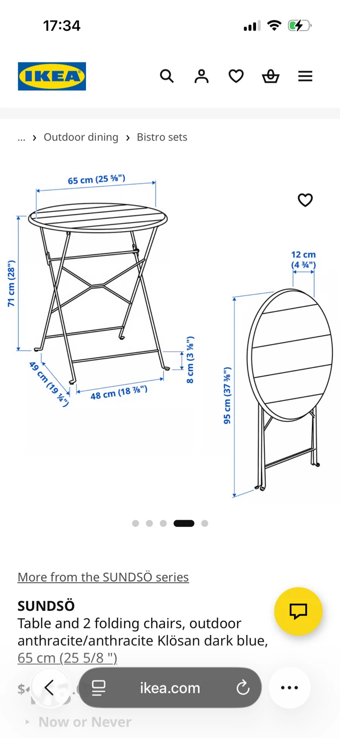 IKEA SUNDSÖ Outdoor Bistro Set with 2 Chairs - photo 5
