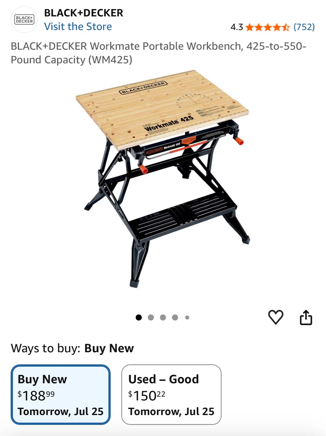 BLACK+DECKER Workmate Portable Workbench WM425