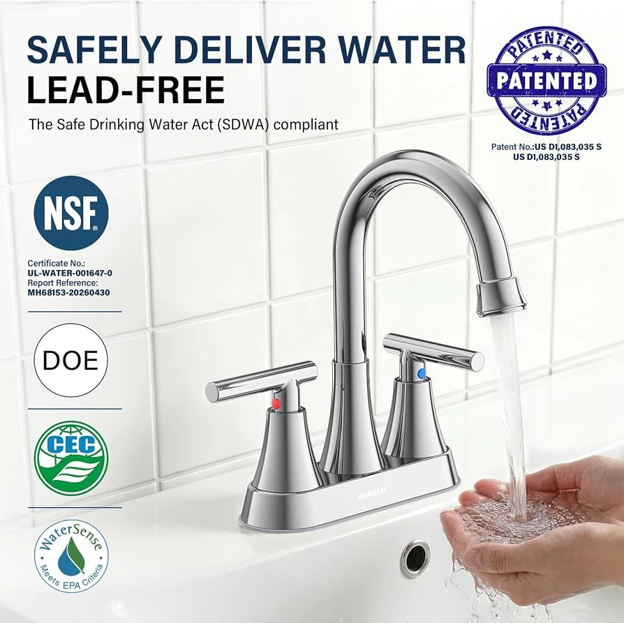 Bathroom Faucet, 4 inch Centerset 2-Handle Lead-Free, Chrome - photo 3