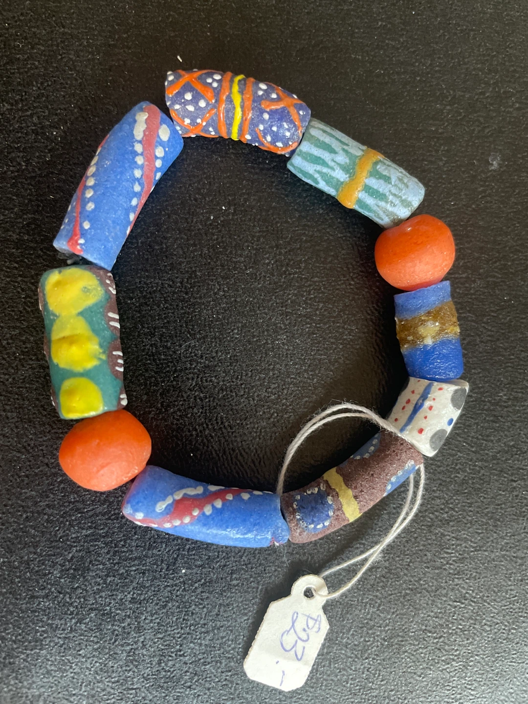 Assorted Patterned Glass Beads Bracelet