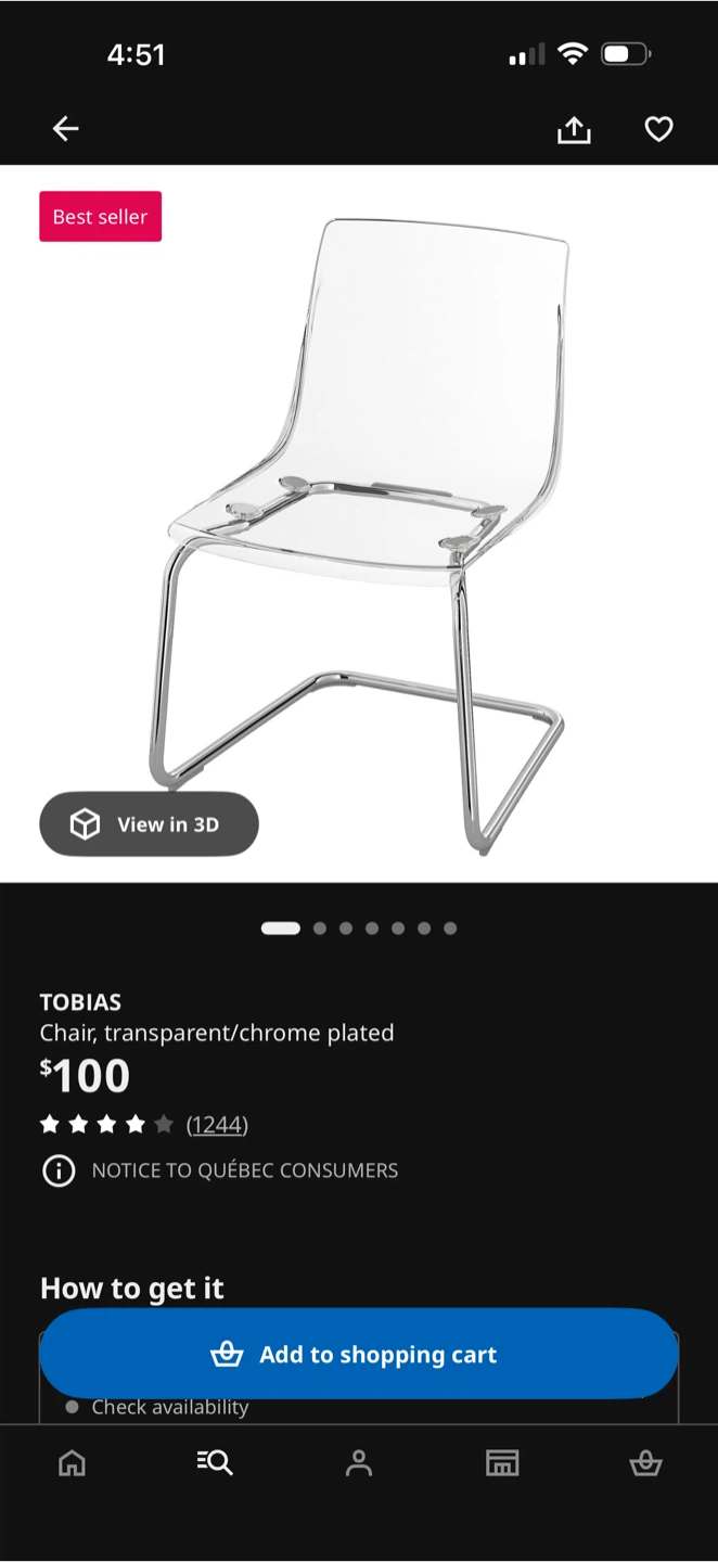 IKEA TOBIAS Chair - Transparent/Chrome Plated - photo 2