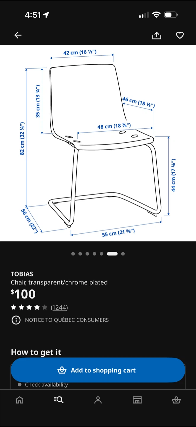 IKEA TOBIAS Chair - Transparent/Chrome Plated - photo 3