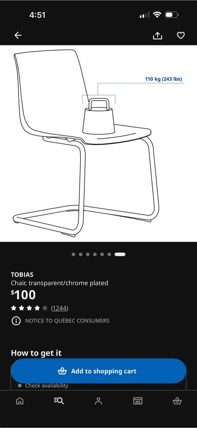 IKEA TOBIAS Chair - Transparent/Chrome Plated - photo 4
