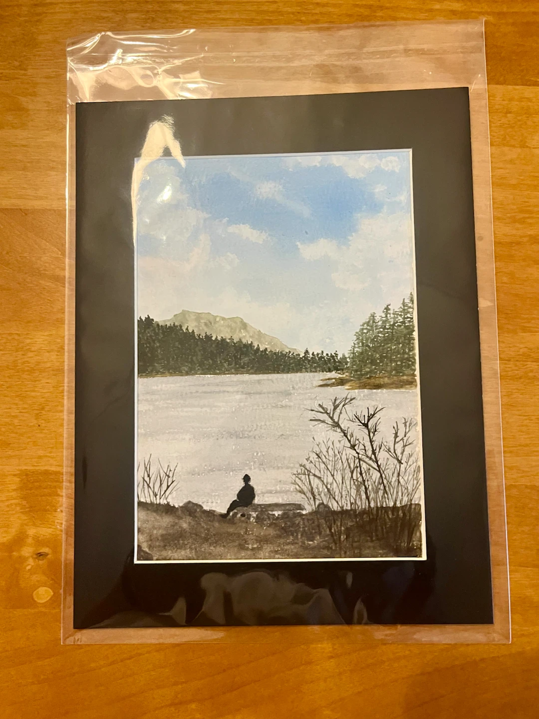 Original 5x7 Watercolour Painting of a Lake Scene - photo 2