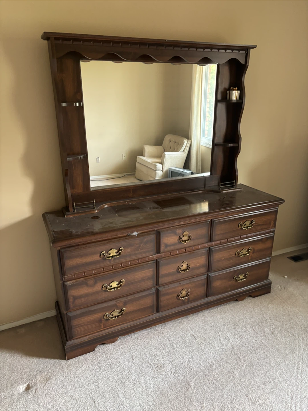 Wooden Dresser with Mirror