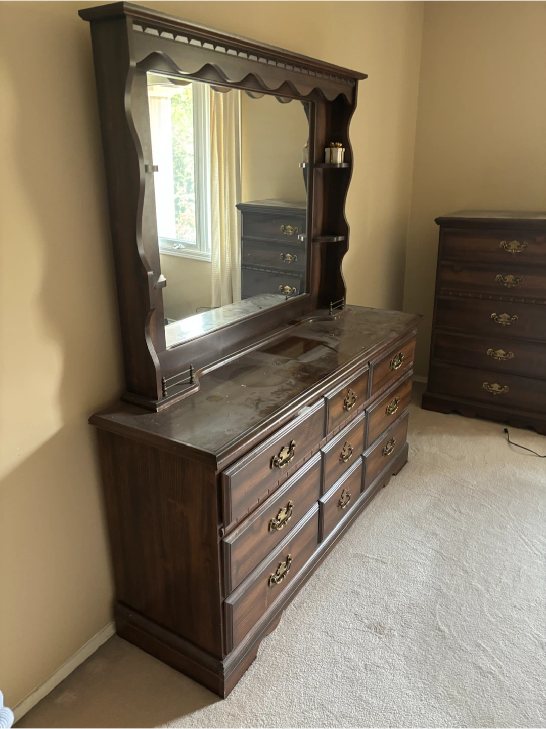 Wooden Dresser with Mirror - photo 2