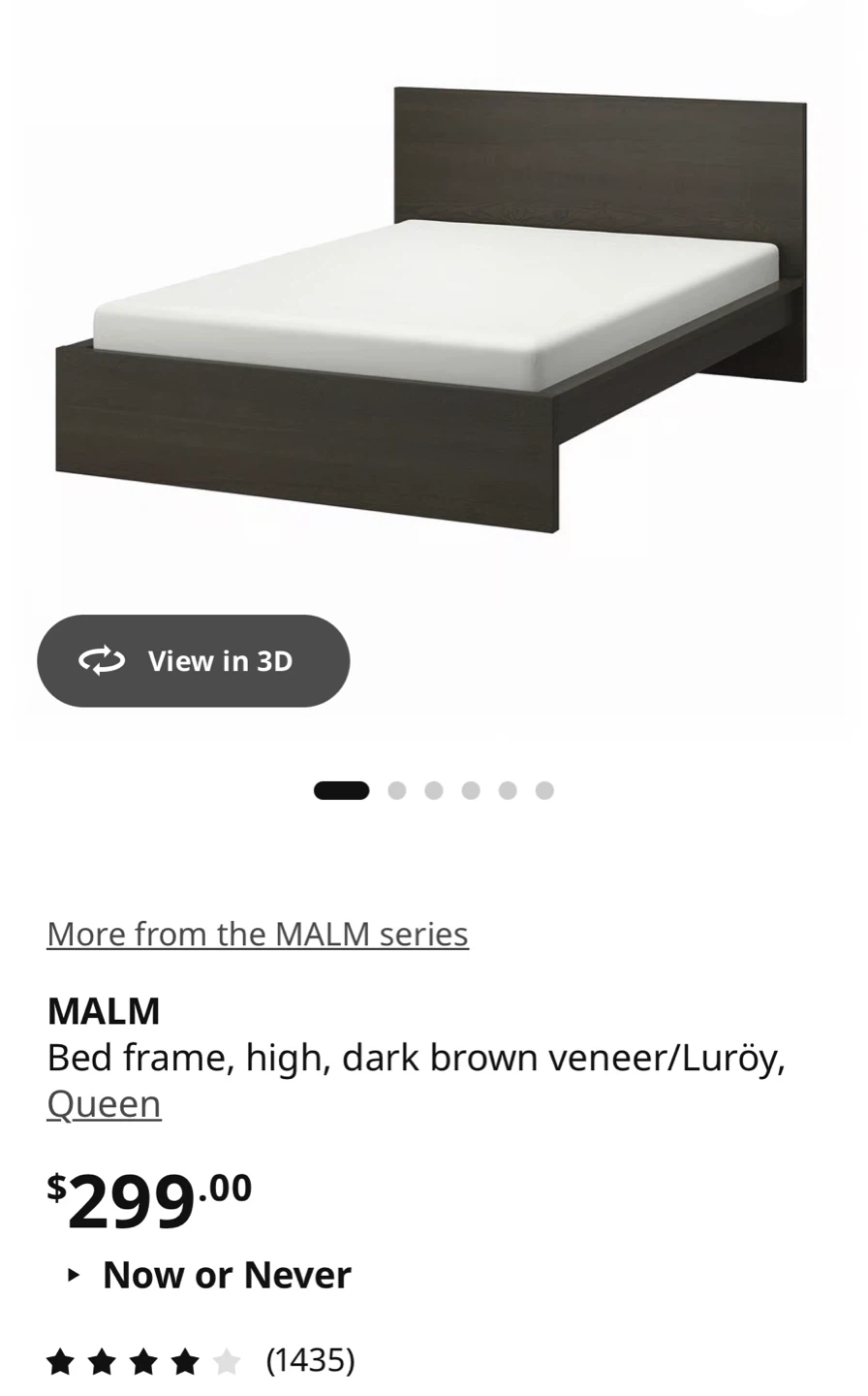 IKEA MALM Queen Bed Frame - Dark Brown