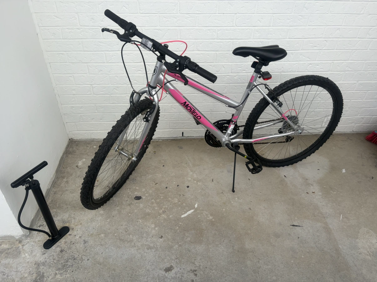 Movelo Silver and Pink Bike