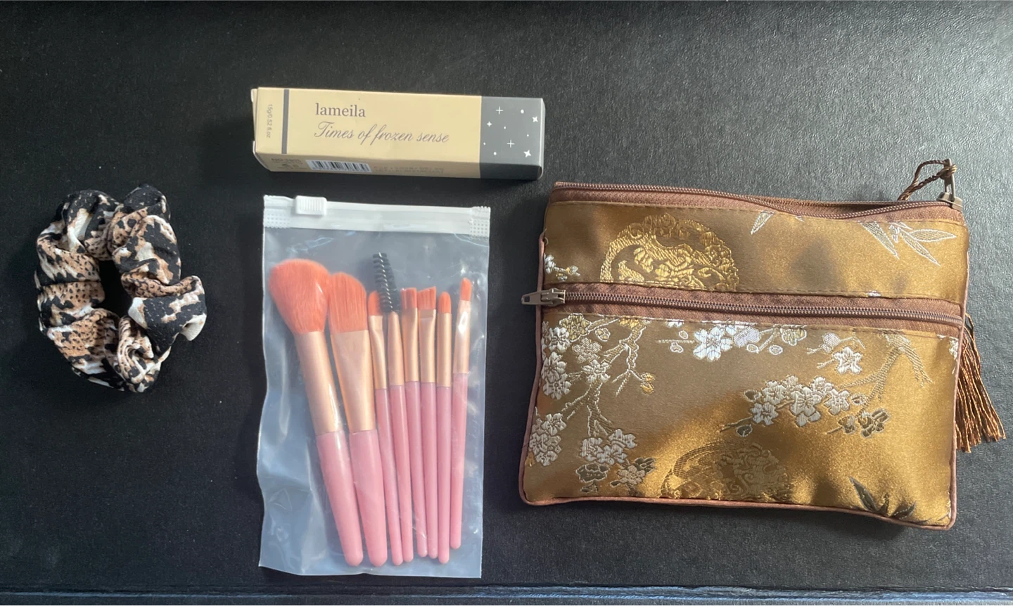 Pink Makeup Brush Set with Pouch and Lip Gloss - photo 2
