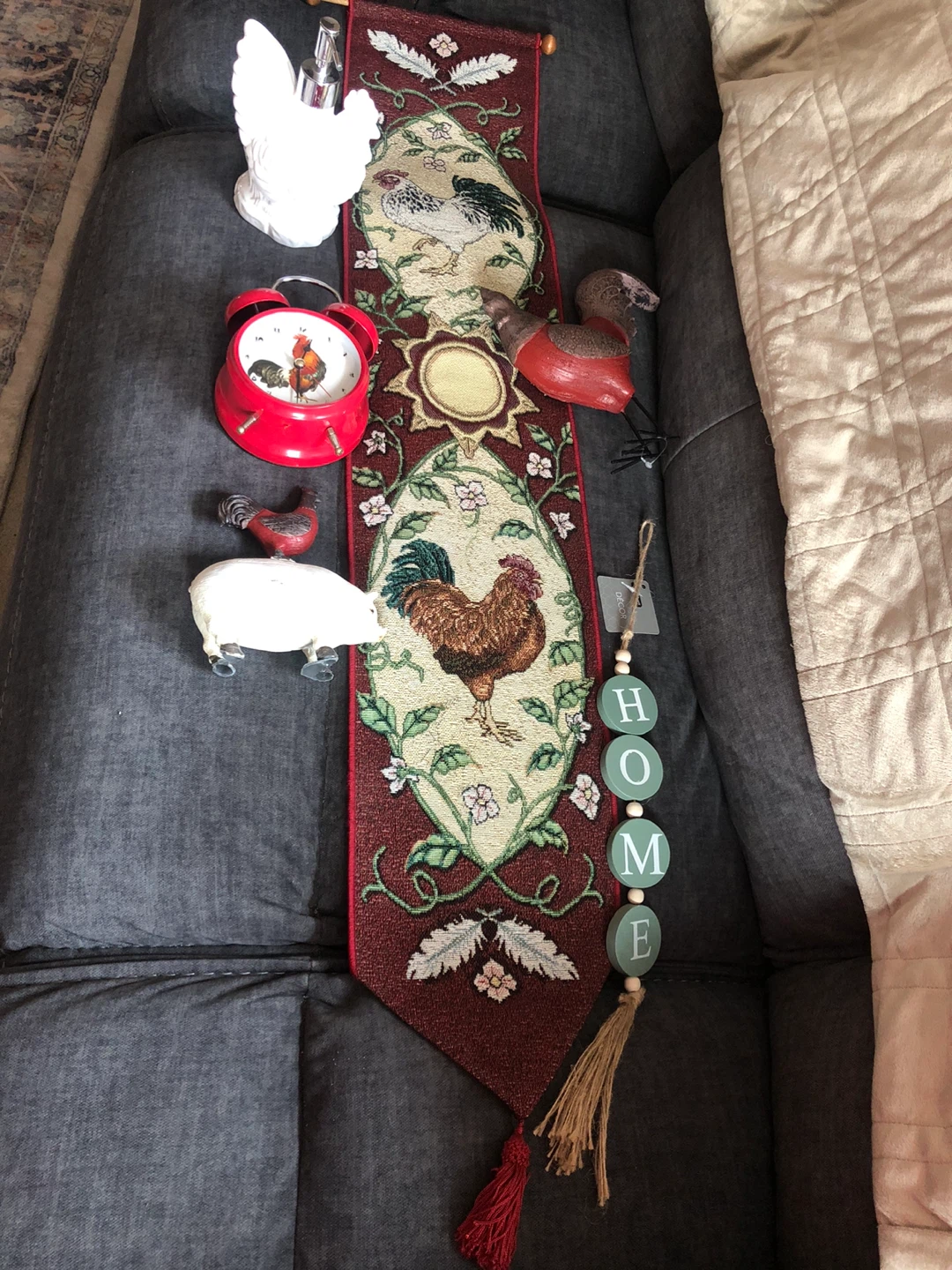 LOT: Farmhouse Style Rooster & Pig Figurines etc