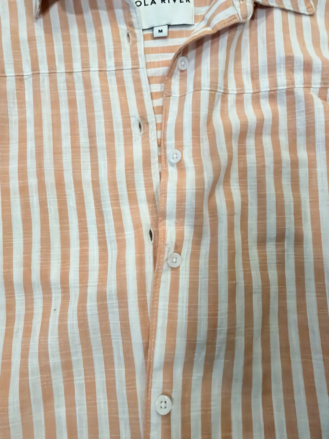 Lola River Striped Short-Sleeve Button-Up Shirt - Size M - photo 3
