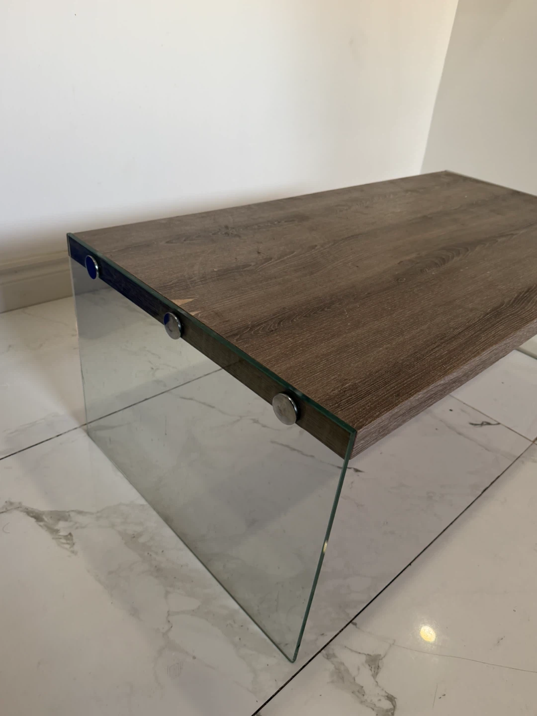 Glass Top Coffee Table with Wood Grain Finish - photo 2