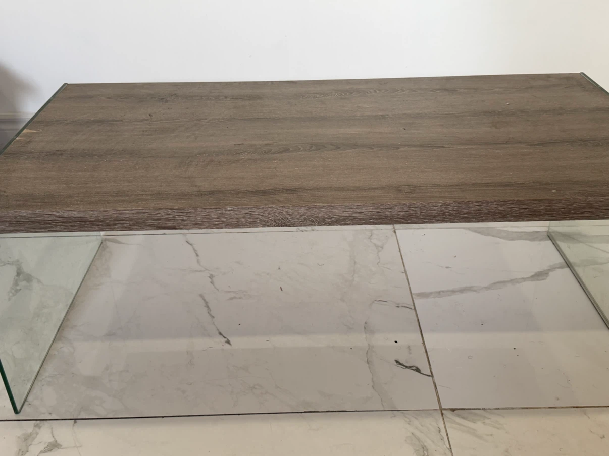 Glass Top Coffee Table with Wood Grain Finish - photo 4