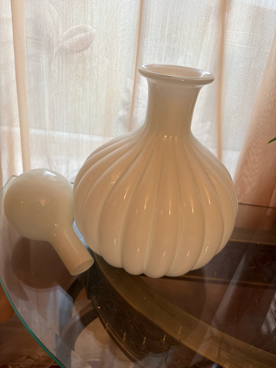 West Elm White Ribbed Decorative Bottle - photo 2